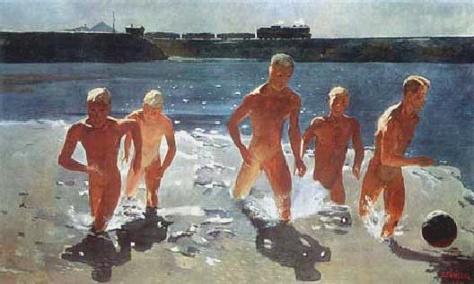 Gar�ons sortant de l�eau
